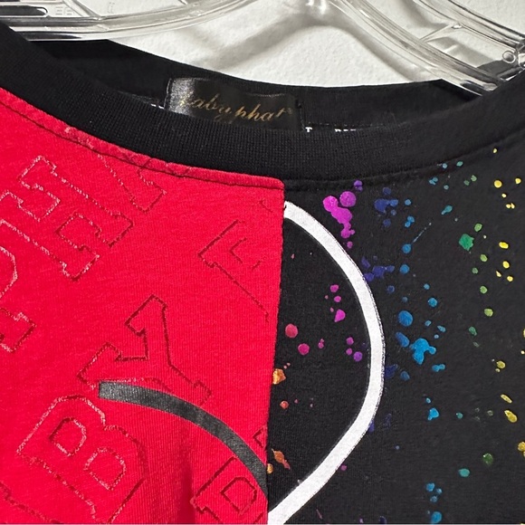 Y2K Baby Phat Black Red Split Splatter Graphic Tee Women’s Size Large Streetwear - Picture 10 of 10